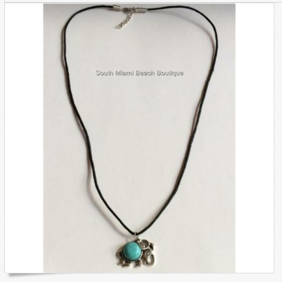 Silver Turquoise Tribal Elephant Boho Necklace - Picture 5 of 8